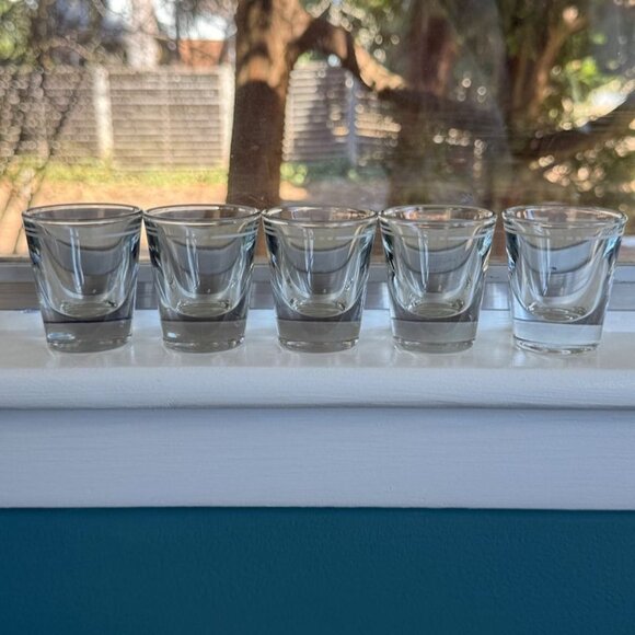 5 Vintage Libbey Shot Glasses Pour Line Heavy Clear - Picture 7 of 9
